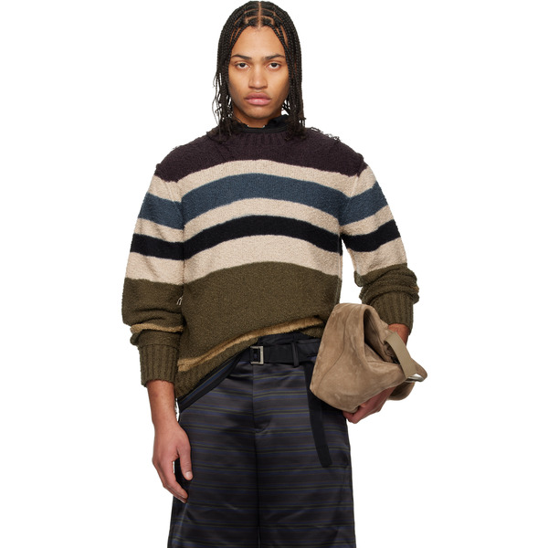  Sacai Multicolor Horizontal Stripe Knit Pullover Sweater 