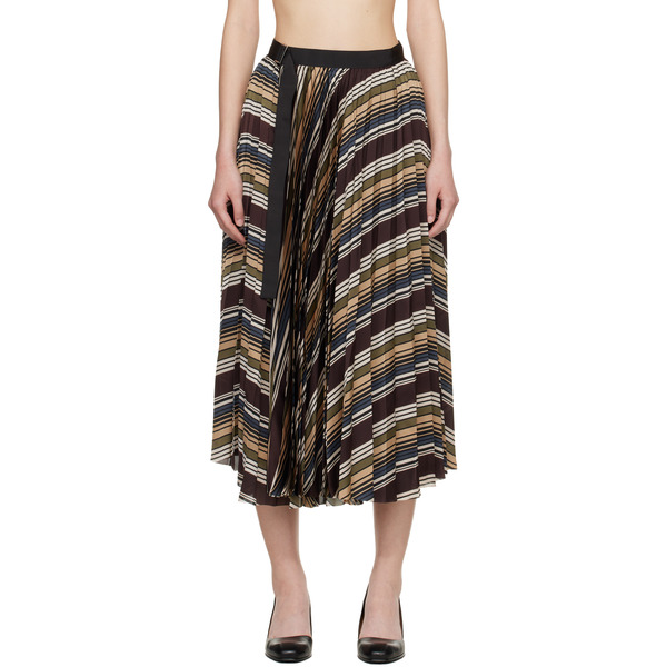  Sacai Multicolor Horizontal Stripe Midi Skirt 
