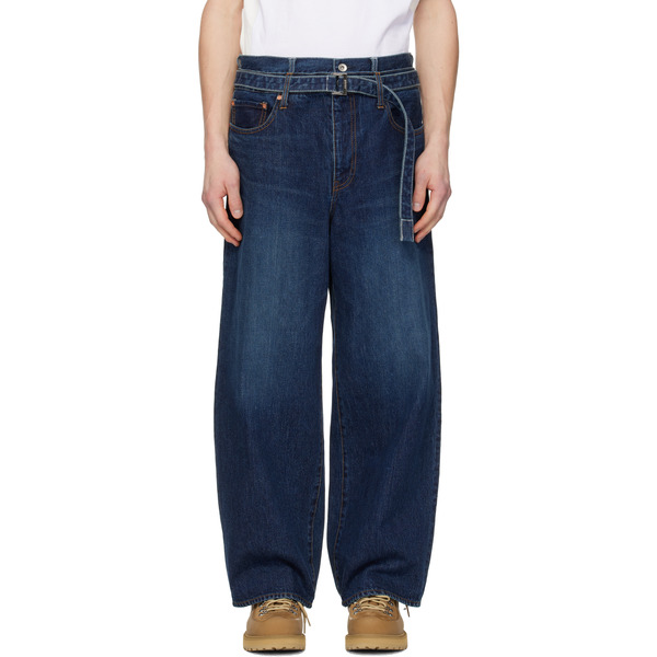  Sacai Navy Belted Jeans 