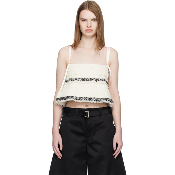  Sacai Off-white Tweed Camisole 