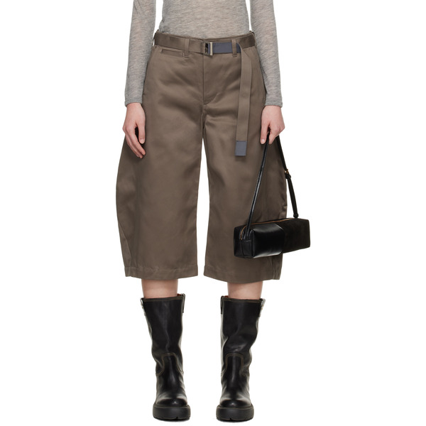  Sacai Taupe Cotton Chino Shorts 