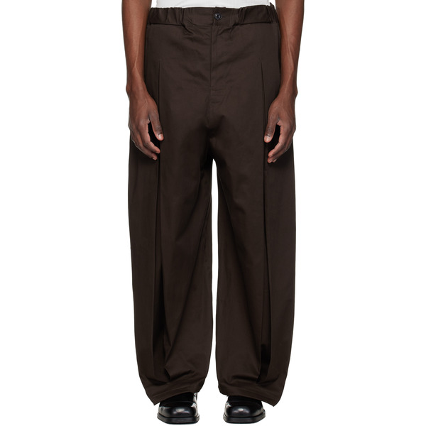  Sage Nation Brown Box Pleat Trousers 