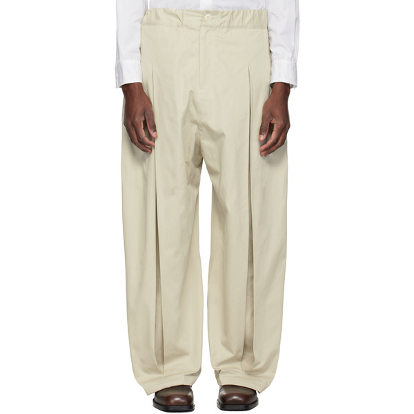  Sage Nation Off-white Box Pleat Trousers 