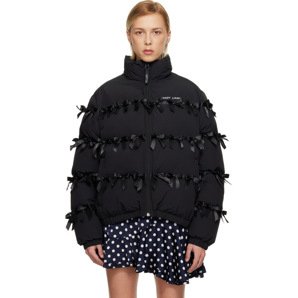  Sandy Liang Black Present Puffer Jacket 