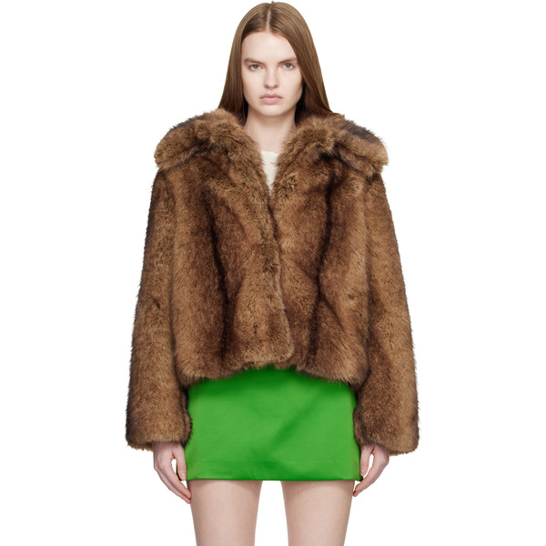  Sandy Liang Brown Kensington Faux-fur Jacket 