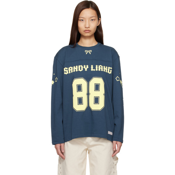  Sandy Liang Navy Princeton Long Sleeve T-shirt 