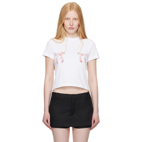  Sandy Liang White Bow Ame T-shirt 