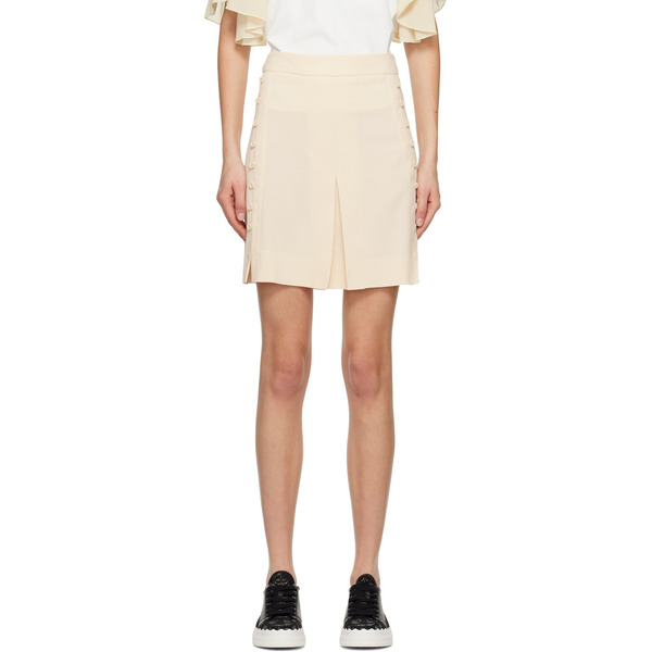  See By Chloé Beige Button Miniskirt 