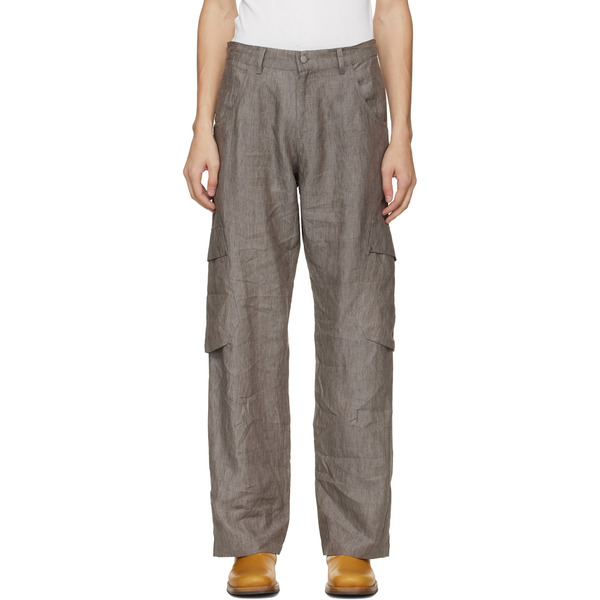  Serapis Gray Linen Cargo Pants 