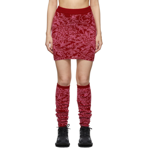  Serapis Red & Pink Jacquard Knitted Skirt 