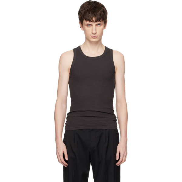  Seventh Black Base Rib Tank Top 