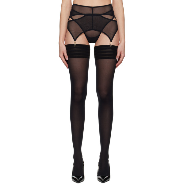  Shadowplay Black Shadow Garter Belt & Thong Set 
