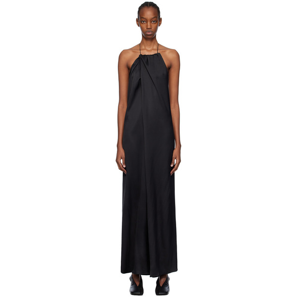  Shang Xia Black Halter Maxi Dress 