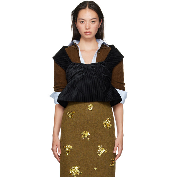  Shushu/tong Black Three-dimensional Pleated Top 