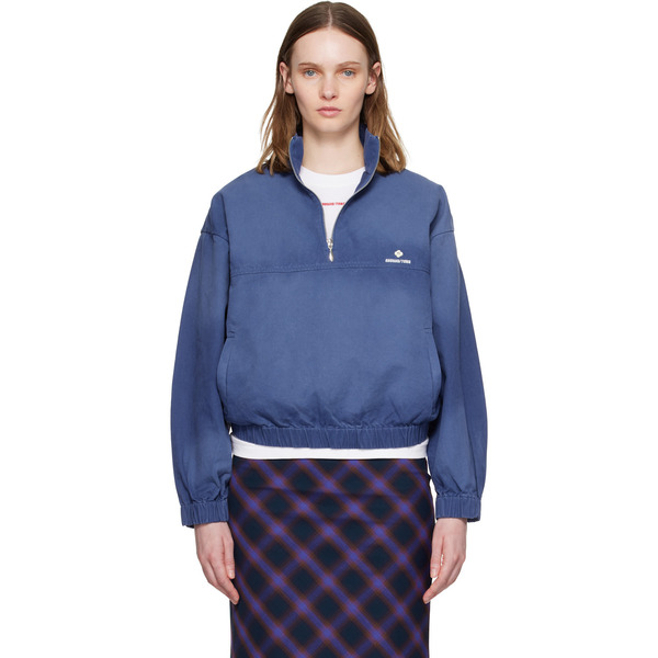  Shushu/tong Blue Stand Neck Pullover Sweatshirt 