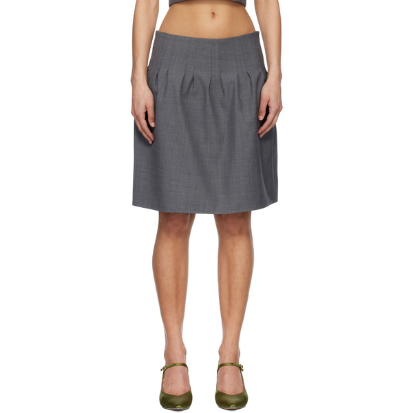  Shushu/tong Gray Low-waist Pleated Miniskirt 