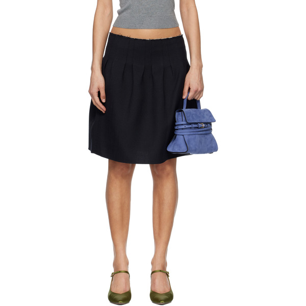  Shushu/tong Navy Low-waist Pleated Miniskirt 