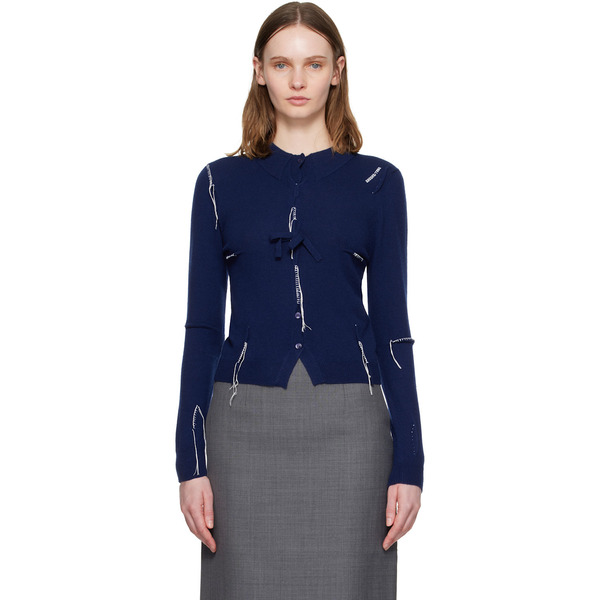  Shushu/tong Navy Pin-tuck & Threadwork Knit Sweater 