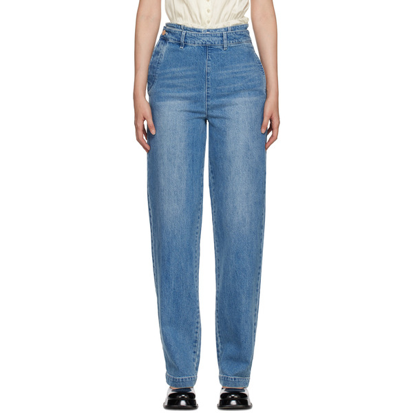 Shushu/tong Ssense Exclusive Blue Double Layer Jeans 