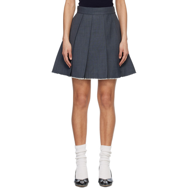  Shushu/tong Ssense Exclusive Gray Pleated Raw Hem Miniskirt 