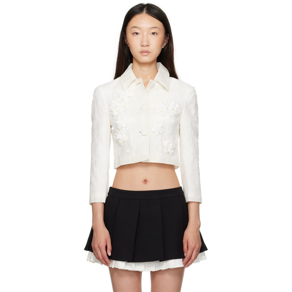  Shushu/tong White Pointed Collar Short Jacket 