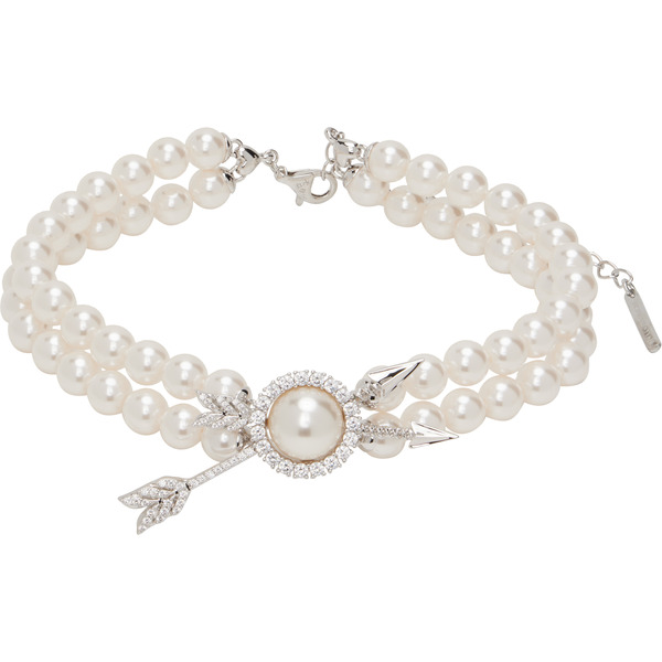  Shushu/tong Yvmin Edition Double Arrow Pave Double Faux-pearl Necklace 