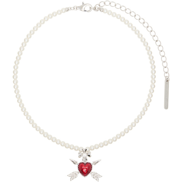  Shushu/tong Yvmin Edition Enamel Heart Double Arrow Necklace 