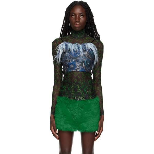 Shuting Qiu Blue Jacquard Camisole 