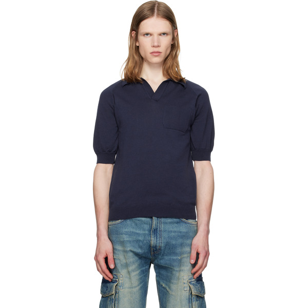  Silas Navy Knit Polo 