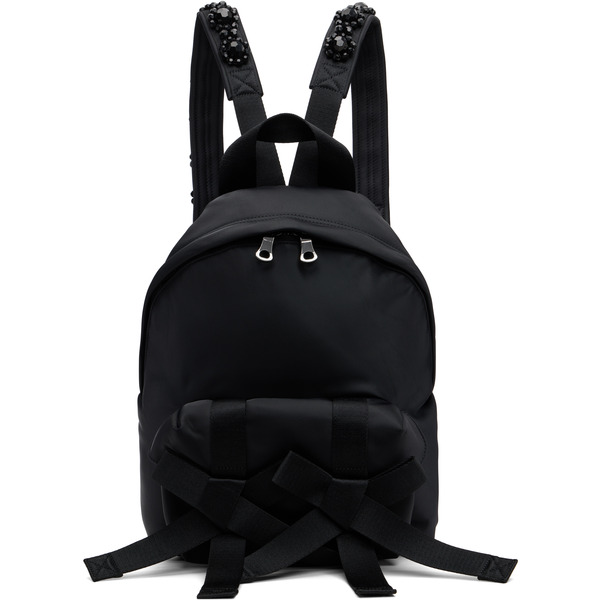  Simone Rocha Black Beaded Utility Bow Backpack 
