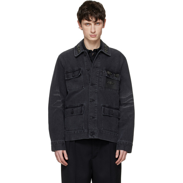 Simone Rocha Black Multi Pocket Workwear Denim Jacket 