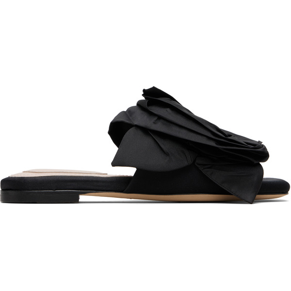  Simone Rocha Black Pressed Rosette Slides 