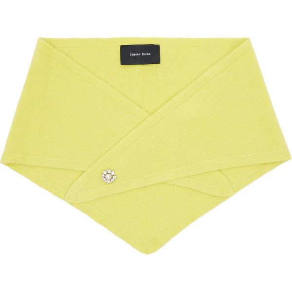  Simone Rocha Green Embellished Cashmere Neckerchief Scarf 