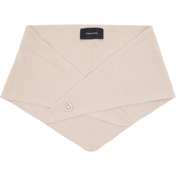  Simone Rocha Pink Embellished Cashmere Neckerchief Scarf 