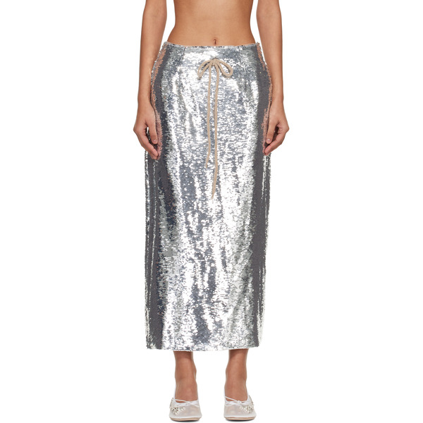  Simone Rocha Silver Column Pencil Midi Skirt 