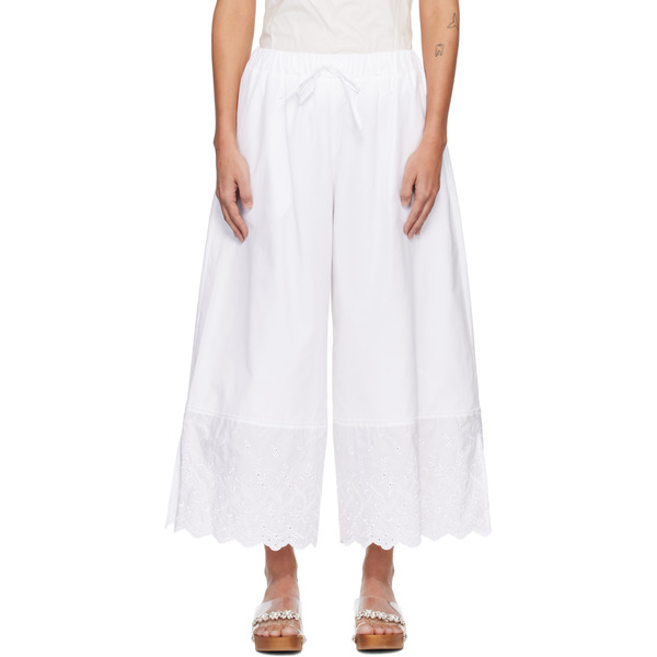  Simone Rocha White Cropped Trim Easy Trousers 