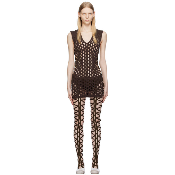  Sinéad O’dwyer Brown Squiggle Minidress 