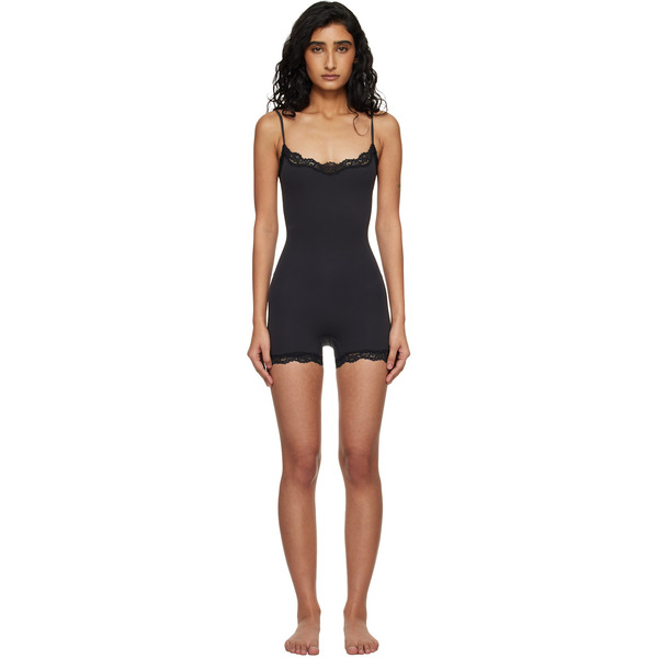  Skims Black Fits Everybody Lace Onesie Romper 