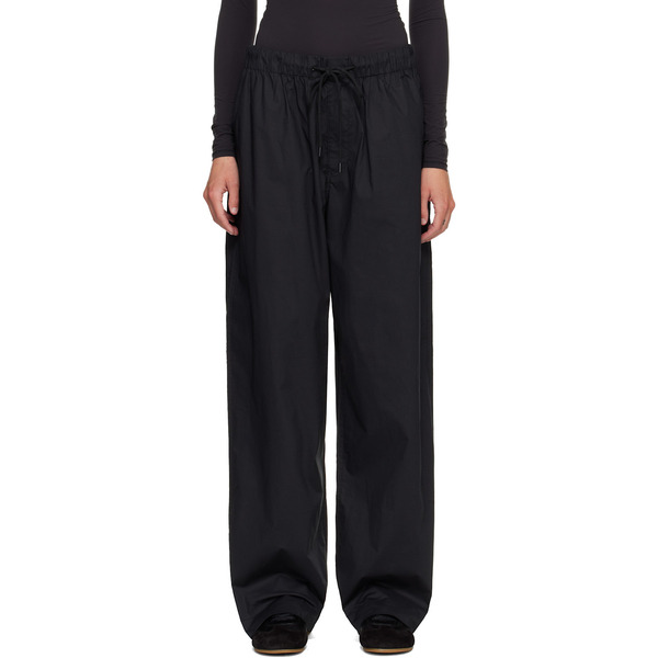  Skims Black Woven Cotton Oversized Straight Leg Lounge Pants 