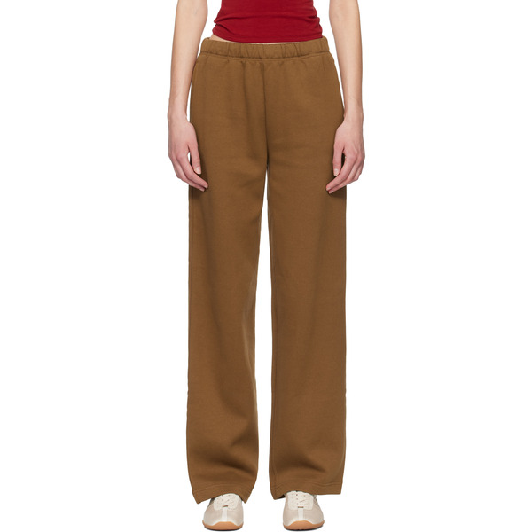  Skims Brown Cotton Fleece Classic Straight Leg Lounge Pants 