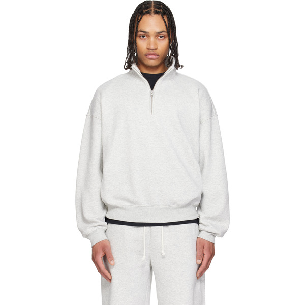  Skims Gray Fleece Lounge Relaxed Quarter Zip Sweatshirt 