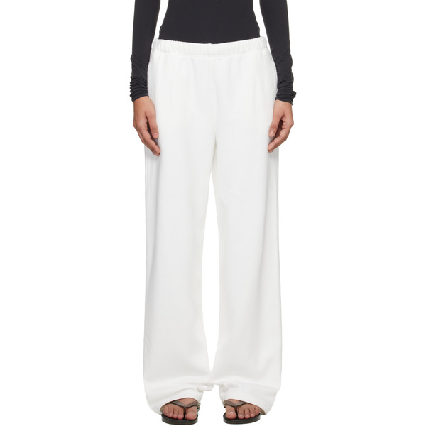  Skims Off-white Cotton Fleece Classic Straight Leg Lounge Pants 