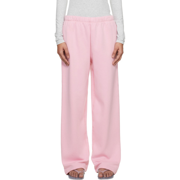 Skims Pink Cotton Fleece Classic Straight Leg Lounge Pants 