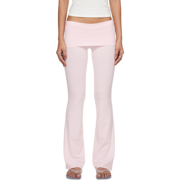  Skims Pink Cotton Jersey Foldover Lounge Pants 