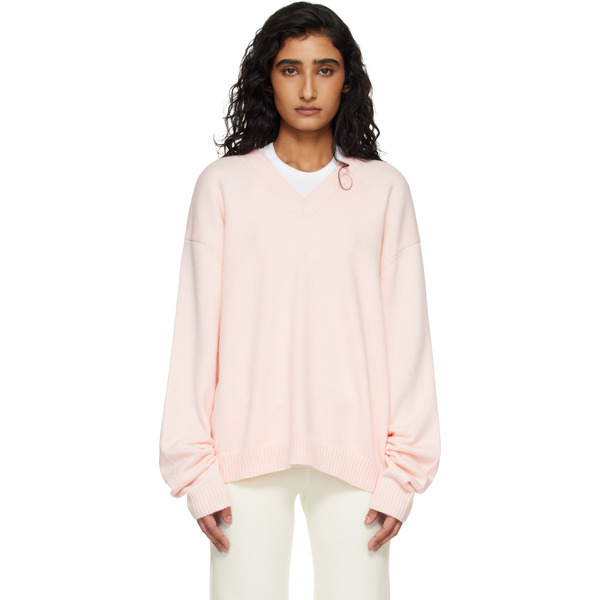  Skims Pink 'sweater Knits' Pullover V Neck Sweater 
