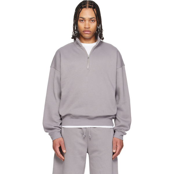  Skims Purple Fleece Lounge Relaxed Quarter Zip Sweatshirt 