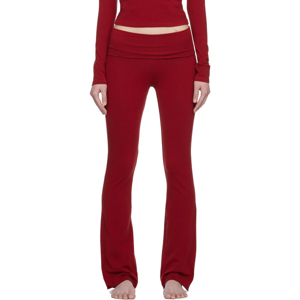  Skims Red Cotton Jersey Foldover Leggings 
