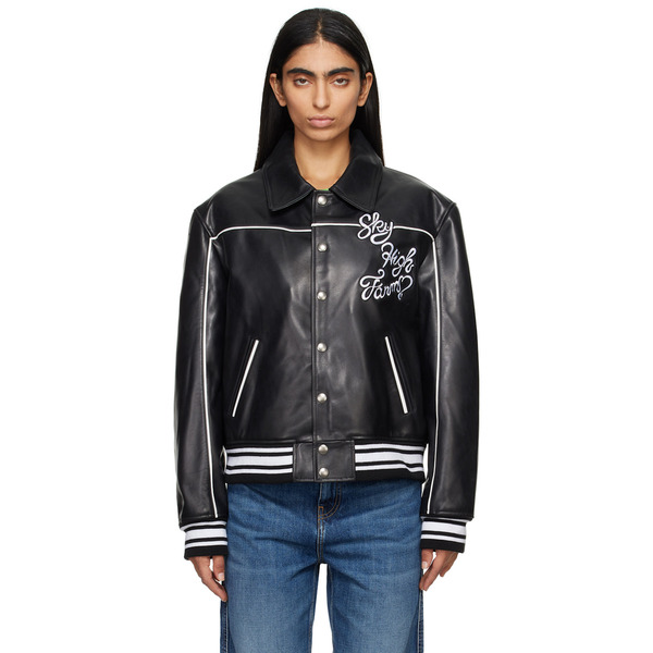  Sky High Farm Workwear Black 'sky High Entertainment' Leather Jacket 