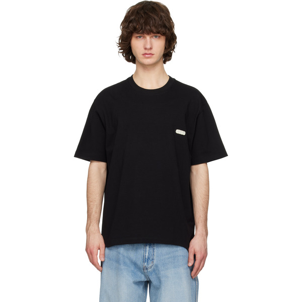  Solid Homme Black Solid Back Logo Short Sleeve T-shirt 