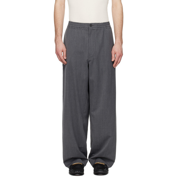  Solid Homme Gray Striped Wool Trousers 